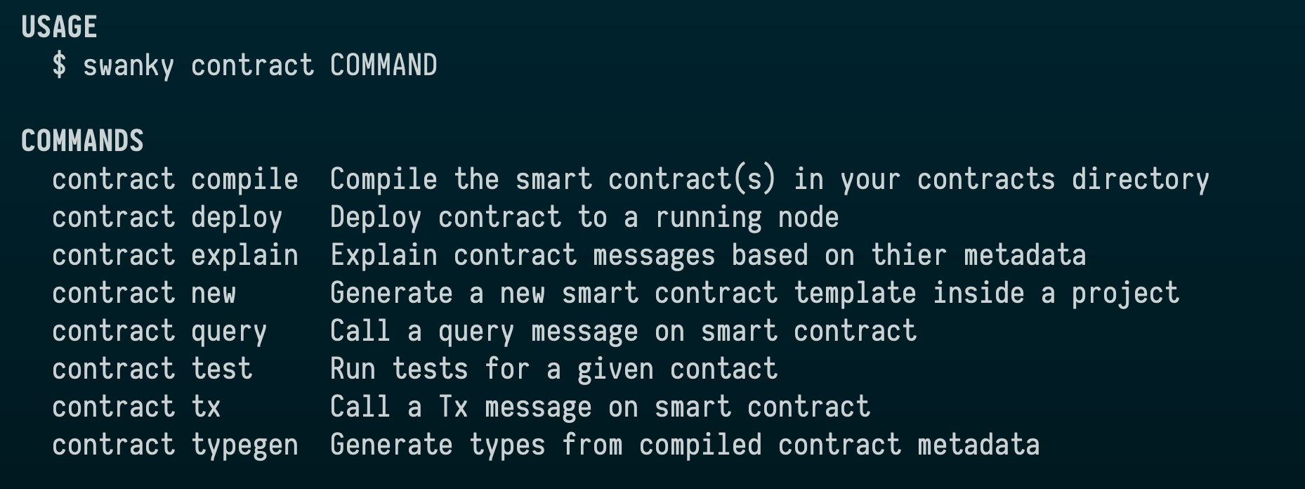 Different `contract` subcommands