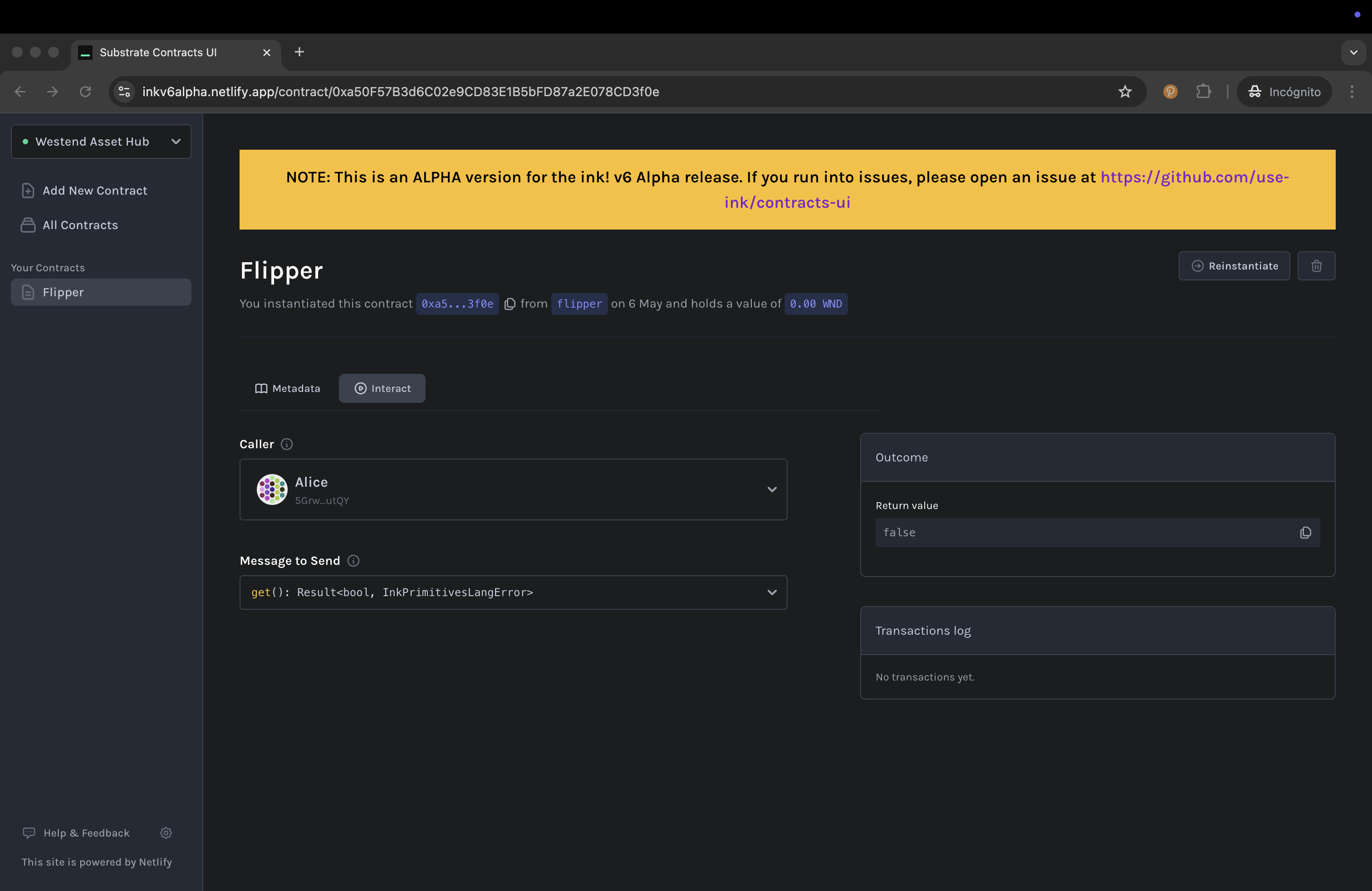 An image of Flipper RPC call with false